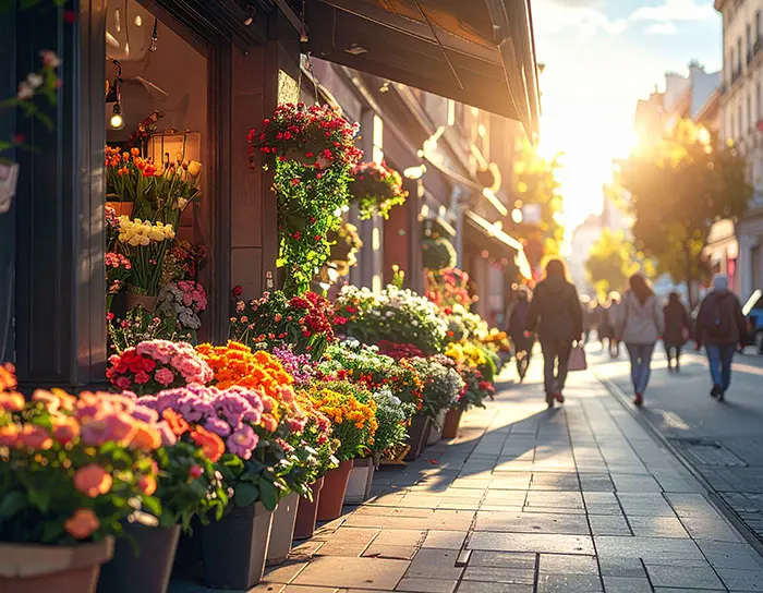 Local flower shop storefront representing local SEO visibility